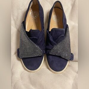 Vince Camuto Barita Navy Embellished Casual Navy Suede Sneakers 8.5